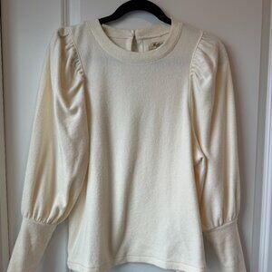 In Vogue Ivory Puff Sleeve Brushed Jersey Top